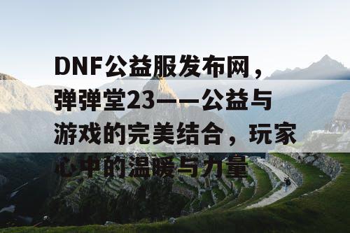 DNF公益服发布网，弹弹堂23——公益与游戏的完美结合，玩家心中的温暖与力量