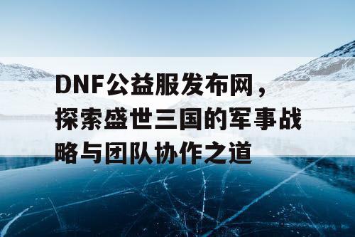 DNF公益服发布网，探索盛世三国的军事战略与团队协作之道