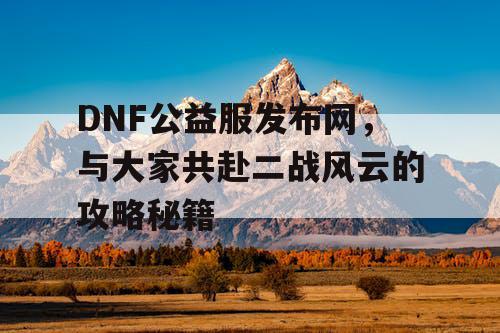 DNF公益服发布网，与大家共赴二战风云的攻略秘籍